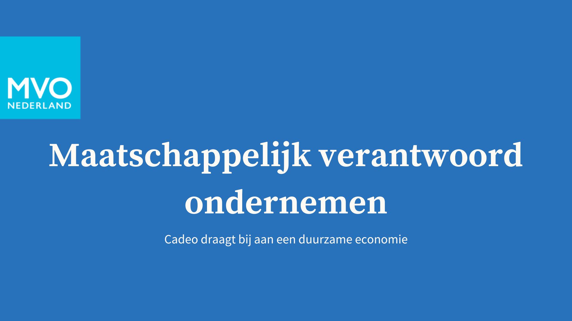 MVO Nederland, Cadeo, Duurzame economie